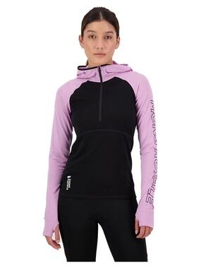 Mons Royale Women's Bella Tech Hood Top in Orchid / Black, NWT, Size: L